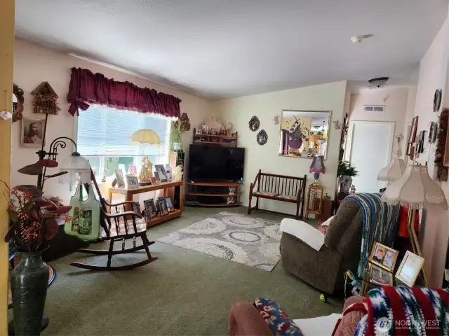 TV room has a propane fire place.