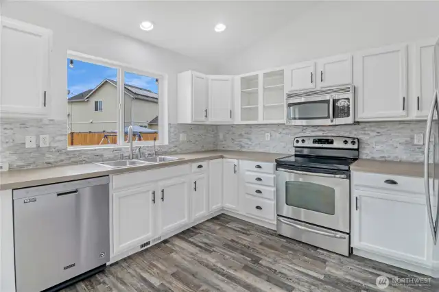 Kitchen with stainless steel appliances