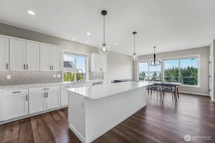Enjoy the Cascade Mountain and Port Susan views from the kitchen.