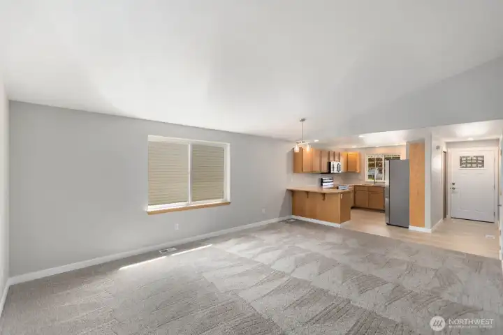View toward the front door from the main living area.