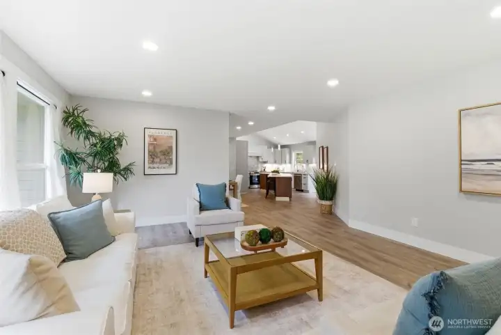 The flow is great From front room to the heart of the home, the kitchen.