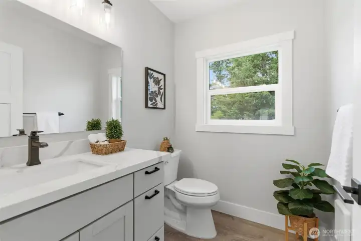 Half bath off the rec/family/dining area