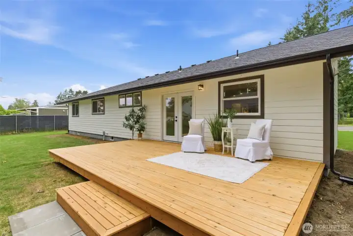 12'x22' cedar deck is the perfect spot to relax or visit with guests. Great sun exposure for afternoon BBQs