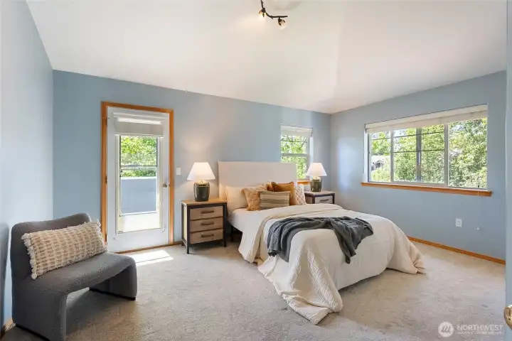 Large Primary bedroom with lots of natural light