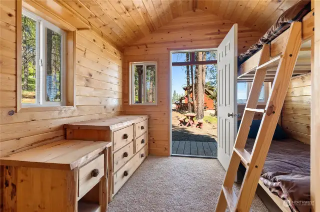 Freestanding shower house and bunks.