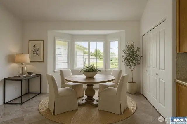 Virtually staged breakfast area
