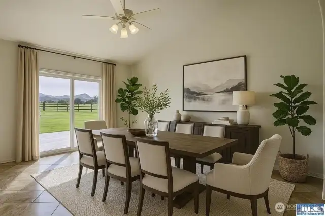 Virtually staged dining room