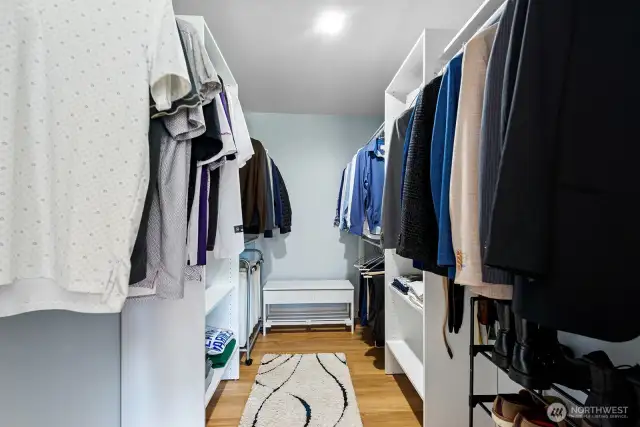 Primary walk in closet.