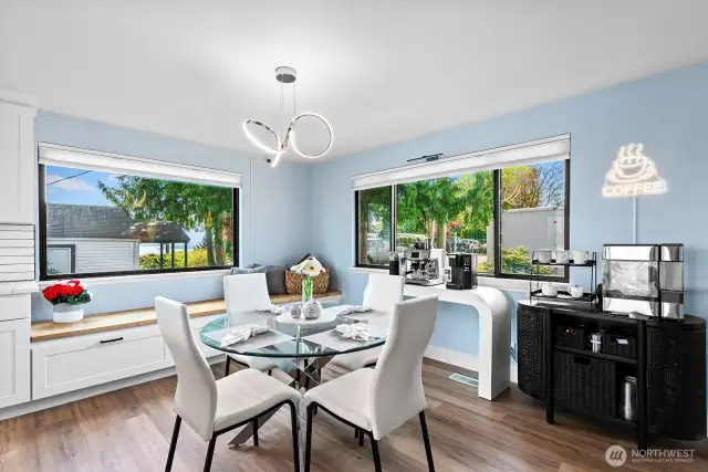 Puget sound views from your dining room. Extra storage space in custom window benches!