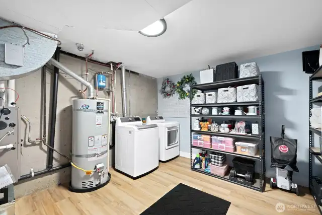 Expansive utility room with additional storage space.