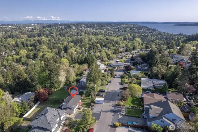 Large lot located in no flight path. Walk three steps to the south of your lot and catch amazing views of Mt Rainier and the Puget Sound!