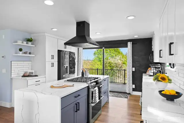 A chef's dream with an ample amount of storage, featuring pull out drawers and customizable organization