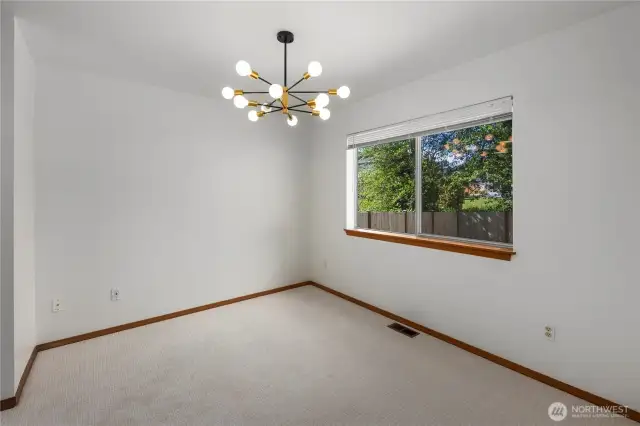Dining Room with new light fixtures