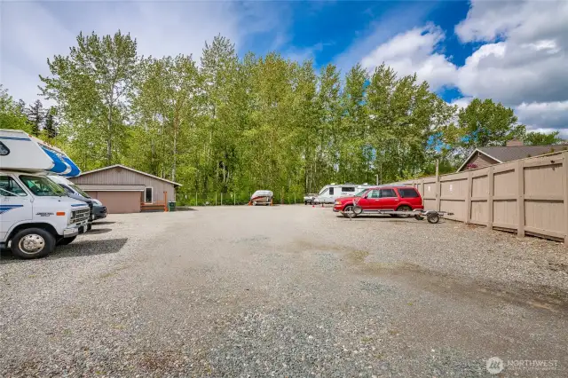 Community shop area (lots of tools!) and RV/Boat storage area