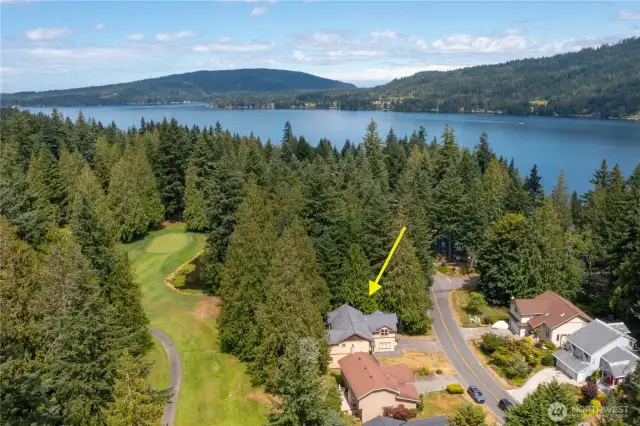 Aerial view of house along the fairway