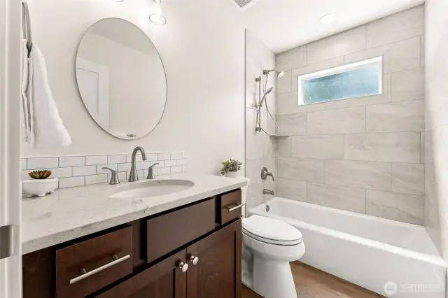 Guest bath is luxurious.