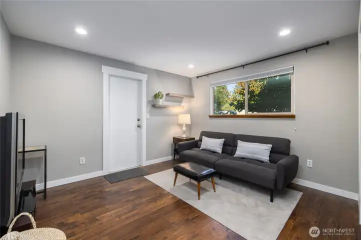 The guest bedroom could also be used as a den or office.  It has a walk-in closet, and access to the attached garage.