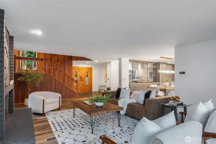 Living room with view of dining.