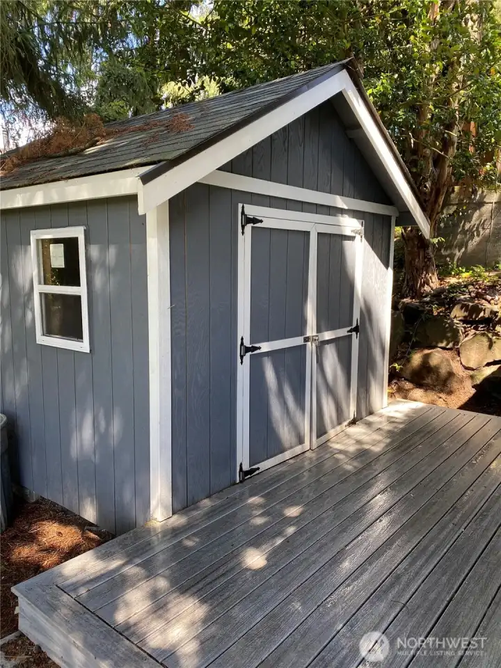 Storage shed with Trex deck.