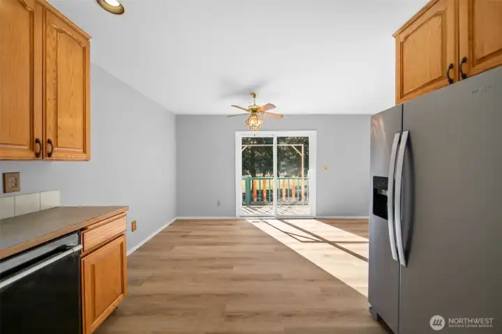 Kitchen to dining area view.