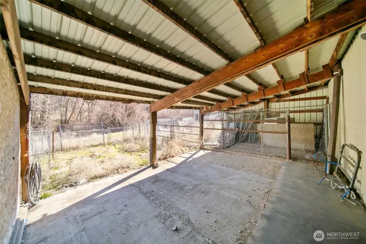 Covered space for animals, etc.