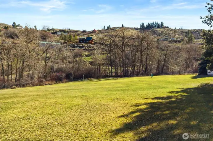 Pasture/yard looking towards Squilchuck Creek just beyond the tree line.