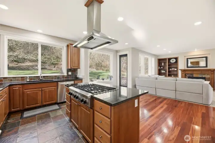Space for informal dining off the kitchen that flows into family room