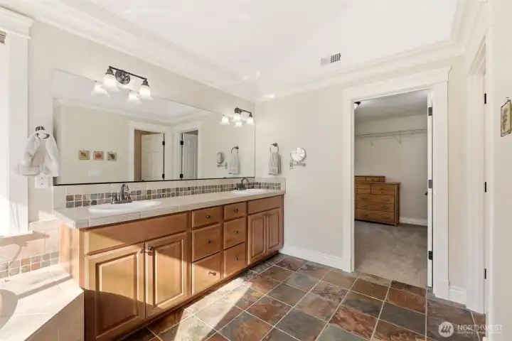 Owners suite bath with entrance to oversized walk in closet