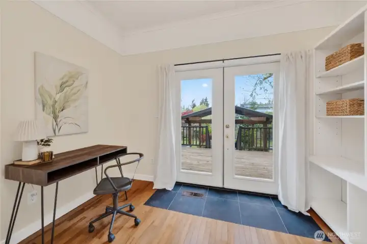 Office (or 4th bedroom) leads onto the back deck and covered patio