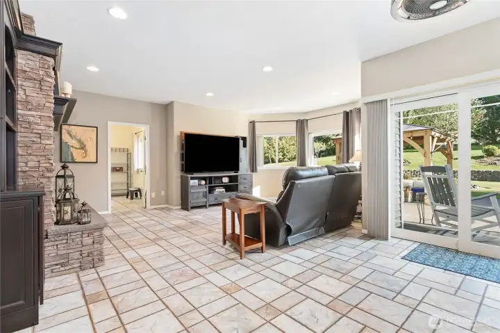 Opens up to the backyard