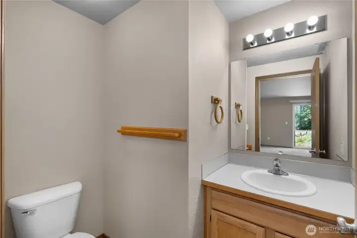 Half bath on main floor perfect for guests.