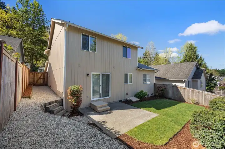 Beautiful fully fenced backyard with refreshed landscaping