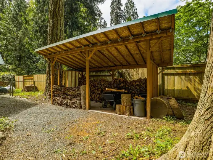 wood shed comes with 15+cords of wood!