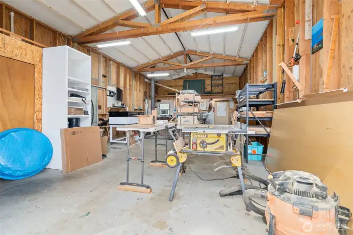 Large Shop with bathroom and woodstove