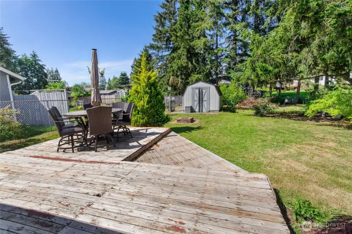 View of large deck off kitchen