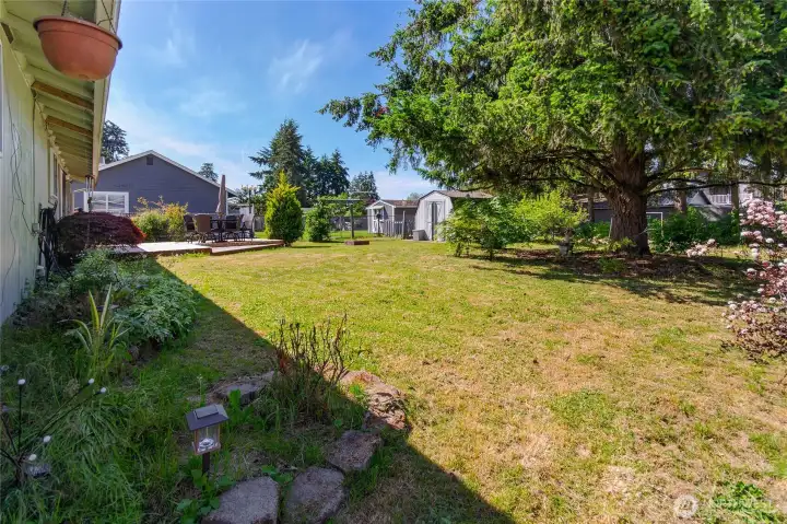 Back yard with nice landscaping