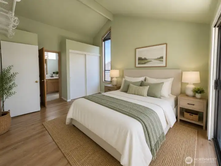 Plenty of closet space & it's own full bathroom. Plenty of closet space & it's own full bathroom.