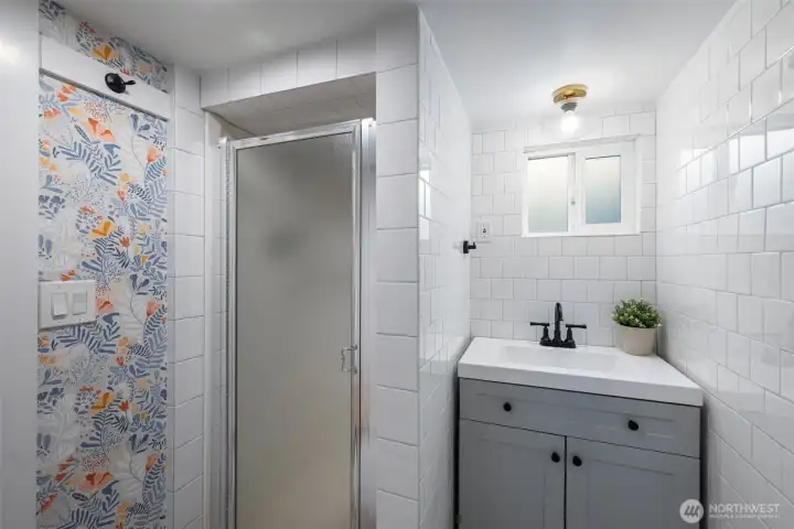 The 3/4 bathroom on the lower level, great for quests!