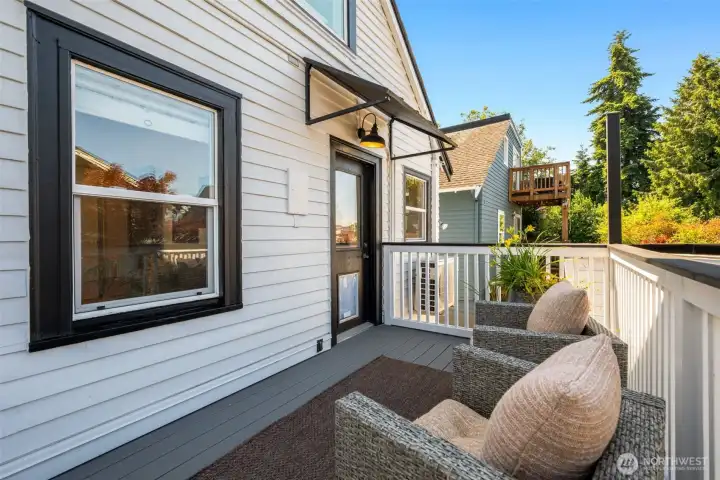 Out the kitchen, there is a great back deck facing west toward the sunsets. A great place to BBQ!