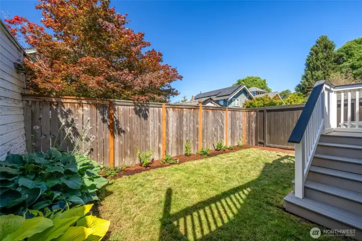 Fully fenced yard, add garden beds or keep it low maintenance for pets or little ones to have some space.