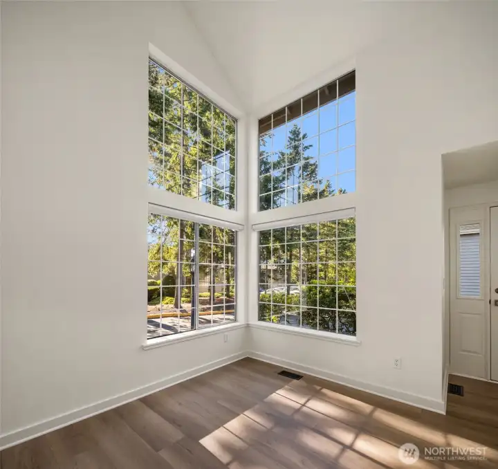 Vaulted architecture creates an open feel.