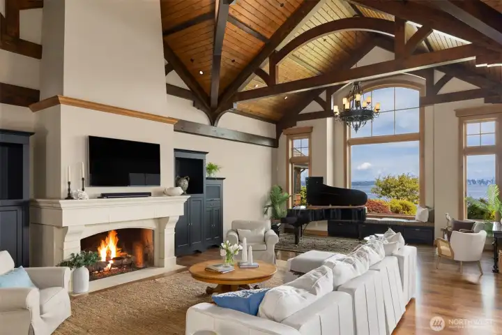 Sandstone custom fireplaces, beautiful millwork of walnut, and Douglas fir. Hardwood floors through out he first floor of living spaces. Sandstone custom fireplaces, beautiful millwork of walnut, and Douglas fir. Hardwood floors through out he first floor of living spaces.