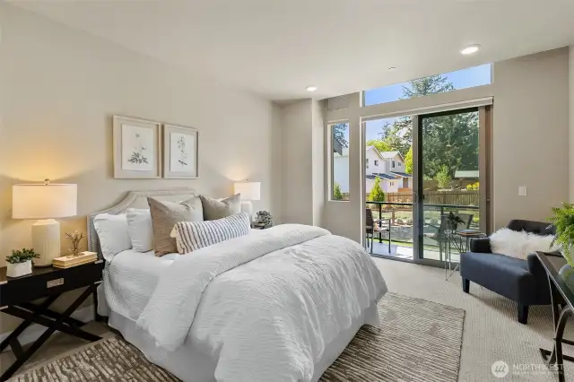 Primary suite with walk out deck