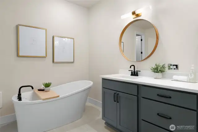 Primary bath with soaking tub, dual sinks and separate shower