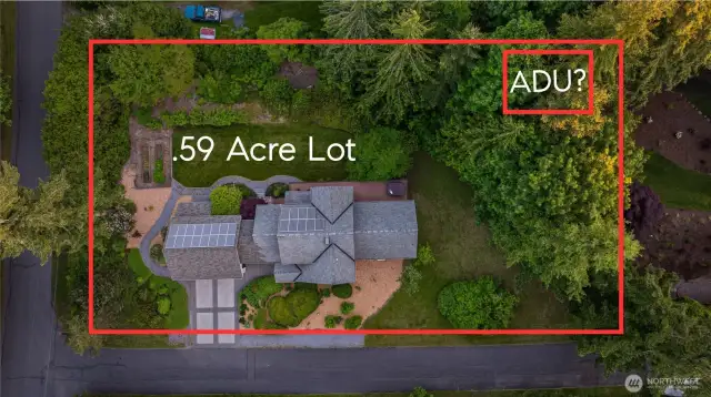 This beautifully landscaped .59-acre lot offers not only privacy and elbow room, but also potential. The expansive backyard opens up intriguing possibilities—such as the addition of an Accessory Dwelling Unit (ADU), studio, or workshop. With mature trees along the perimeter, solar already installed, and generous space between neighbors, the setting feels both established and full of opportunity. Whether you're envisioning extended living space or a future investment, this property gives you room to grow.