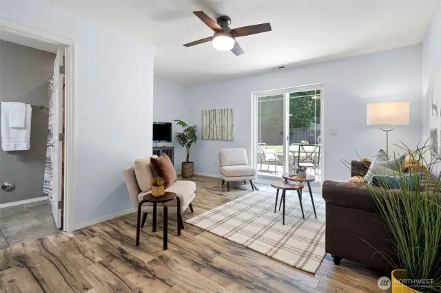 With plumbing in the adjoining bathroom it would be easy to add a kitchenette.