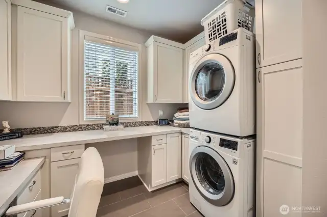 Laundry plus two built in sitting areas for hobbies/crafts/ or work