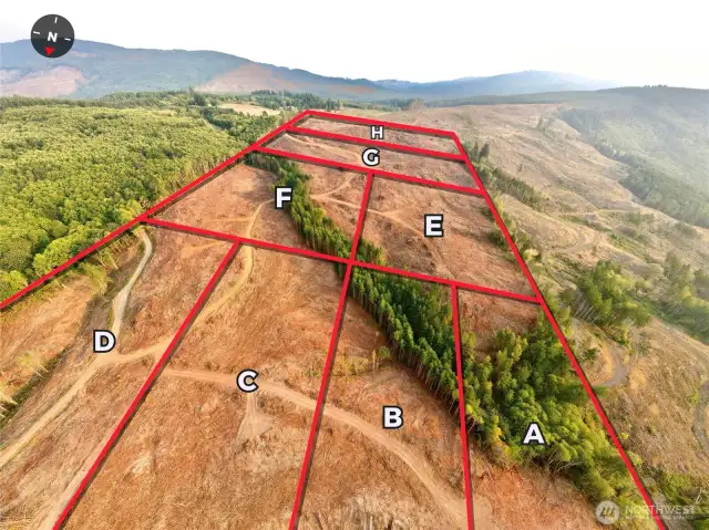 Overhead view with approximate boundaries in red.