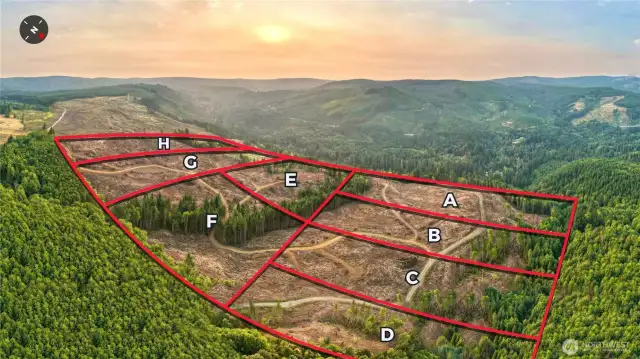 Overhead view with approximate boundaries in red.