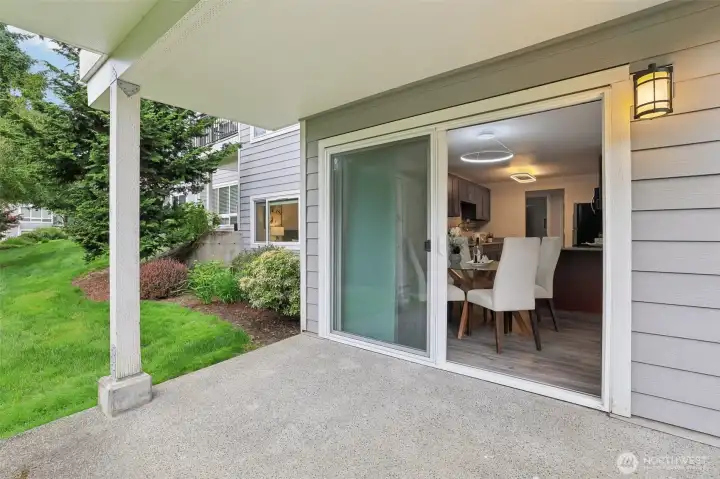 Your private patio is the perfect place to relax and sip your morning coffee.